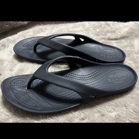 Crocs Iconic Comfort Kadee II Black Flip Flop Sandals Womens Size 11 - Picture 7 of 15
